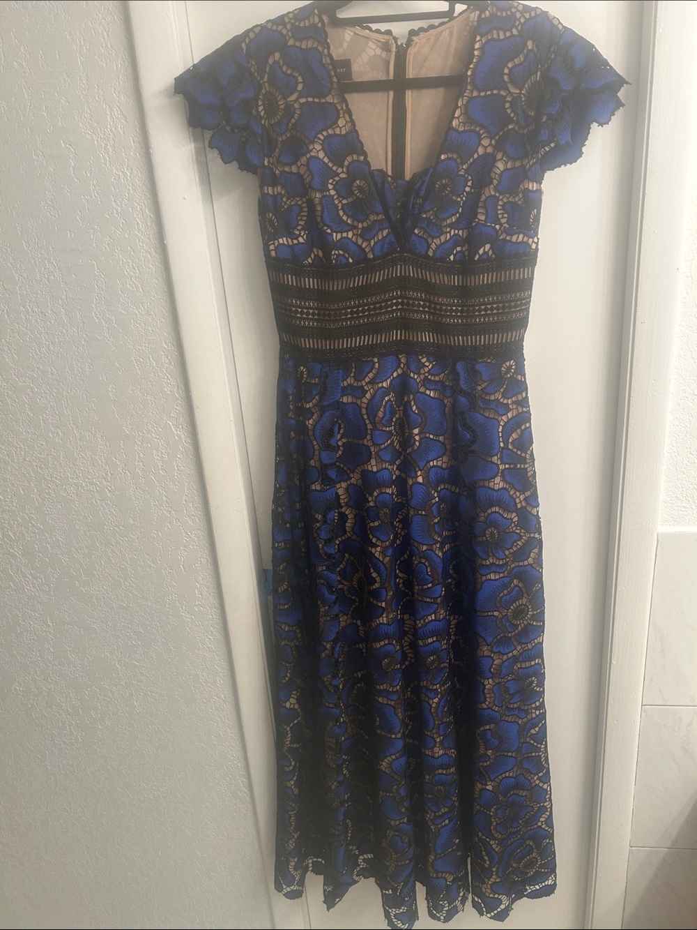 Blue Lace Fit & Flare maxi dress( Talbot Runhof dress